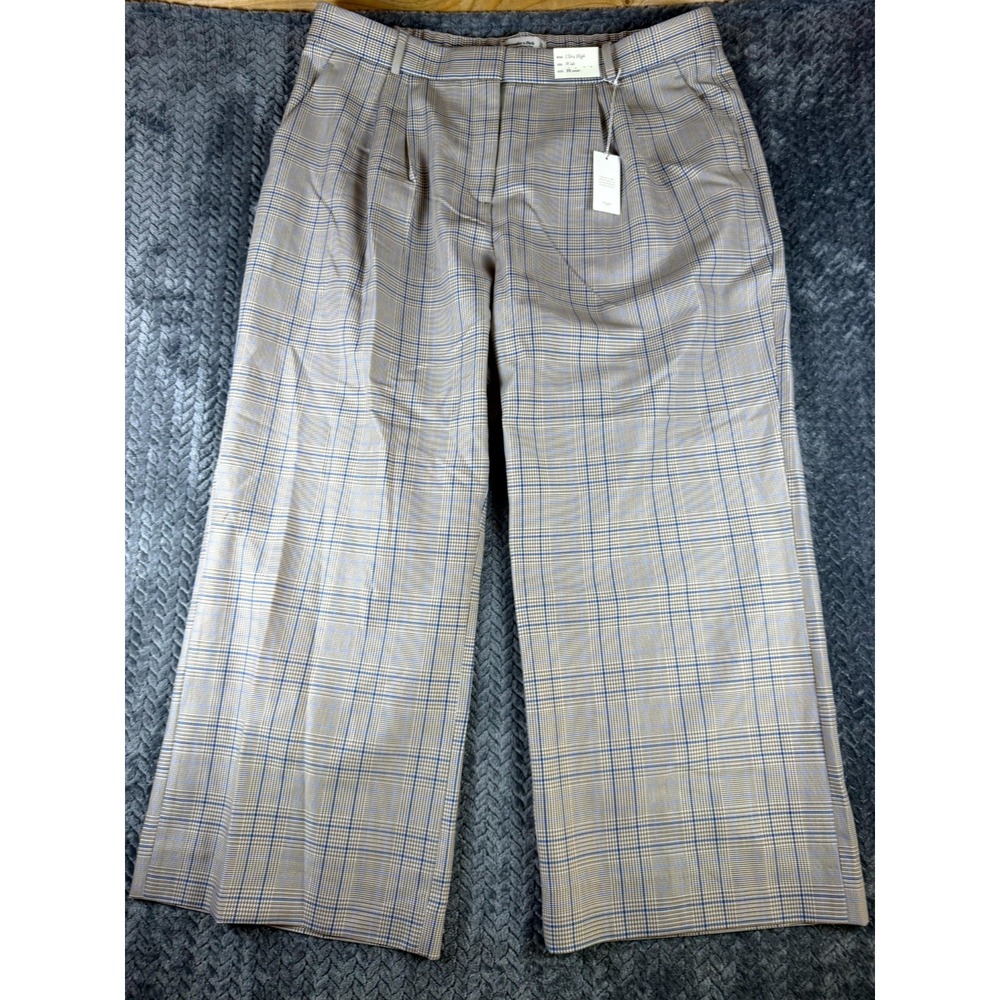 Abercrombie & Fitch Mens 35 Sloane Tailored Pants Houndstooth Wide Leg Green